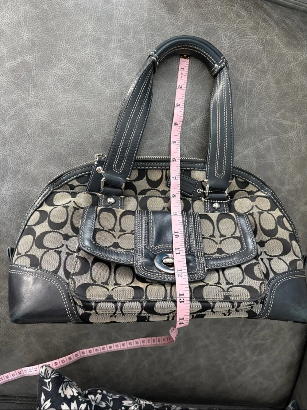 Coach Hampton H0998-F13977 Brown and Black Signature Satchel - Picture 10 of 12